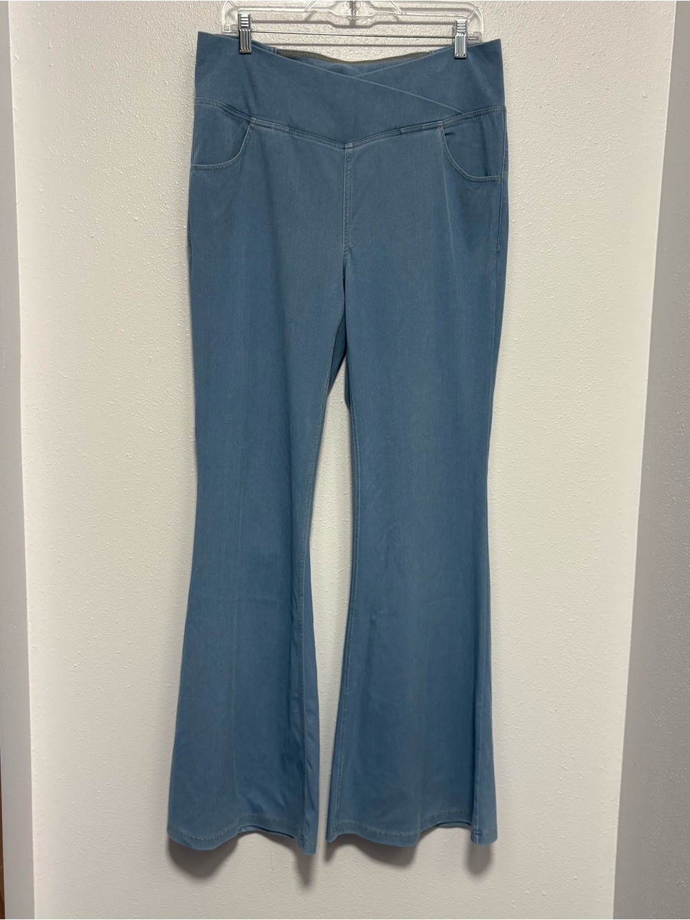 Halara Flex Crossover Tall Flare Trousers XL Tall Gloomy Blue Active Denim